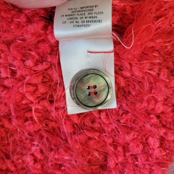 MOTH Anthropologie Red Cardigan Eyelash Sweater Buttons Pockets Soft Size XS - Picture 9 of 11